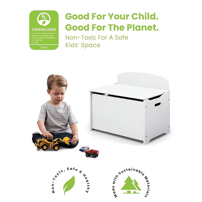 Delta Children MySize Deluxe Toy Box, Bianca White - LeafyLoom