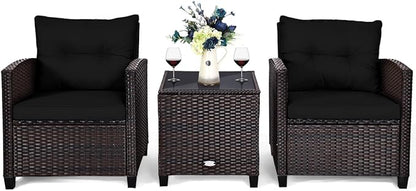 3 PCS Patio Furniture Set, OneSize, Black - LeafyLoom