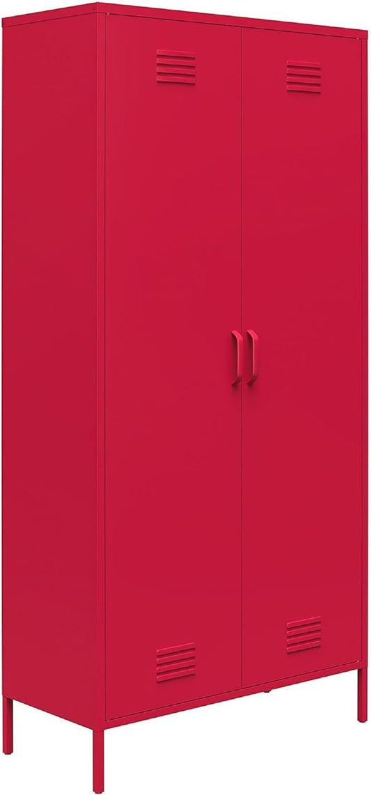 Novogratz Cache 2 Door Tall Metal Locker Style Storage Cabinet, Magenta - LeafyLoom