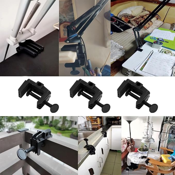 3 Pack Desk Lamp Swing Arm Clamp Replacement Clip Non-Marring Plastic Bracket Stand Base Holder for Desktop Architect Adjustable Gooseneck Table Lamp LED Light Microphone Camera Scissor Arms - LeafyLoom