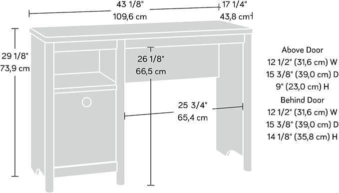 Sauder Dover Edge Home Office Desk, L: 43.15" x W: 17.24" x H: 29.09", Glacier Oak - LeafyLoom