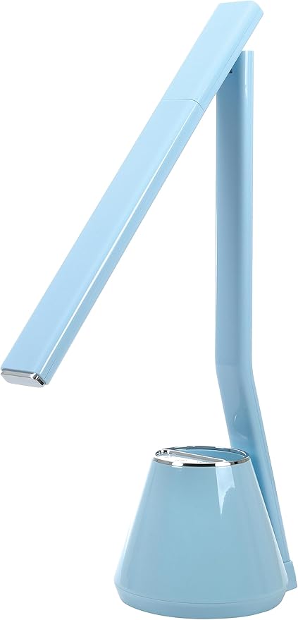 Folding Mini Desk Lamp - Dimmable Touch Control 8W LED Portable Light - Foldable 17.67" H Table Top Lamps for Office Home & Travel, Blue - LeafyLoom