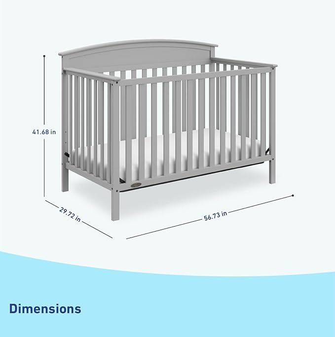 Graco Benton 5-in-1 Convertible Crib (Pebble Gray) – GREENGUARD Gold Certified, Converts from Baby Crib to Toddler Bed, Daybed and Full-Size Bed, Fits Standard Full-Size Crib Mattress - LeafyLoom