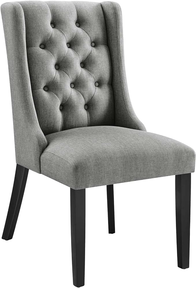 Modway Baronet Button Tufted Fabric, One Dining Chair, Light Gray - LeafyLoom