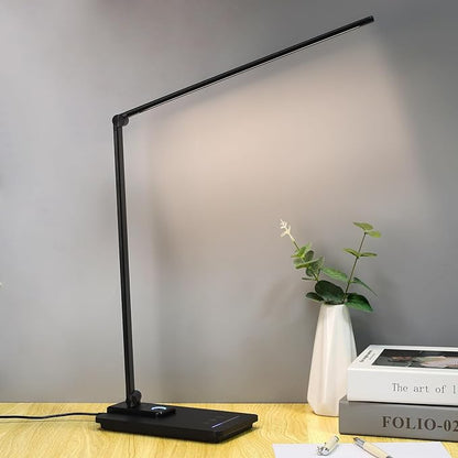 LED Desk Lamp, Black Modern Table Lamp, Ideal Gift for Study, Office. Dimmable Desk Lamp for Work, Video Conferencing, Reading and Writing, Arts and Crafts, Nail Art. - LeafyLoom