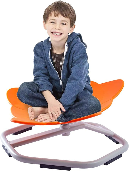 Autism Kids Swivel Chair, Spinning Chair for Kids Sensory, Kids Swivel Chair Sensory, Sensory Toy Chair, Carousel Spin Sensory Chair, Training Body Coordination (Orange) - LeafyLoom