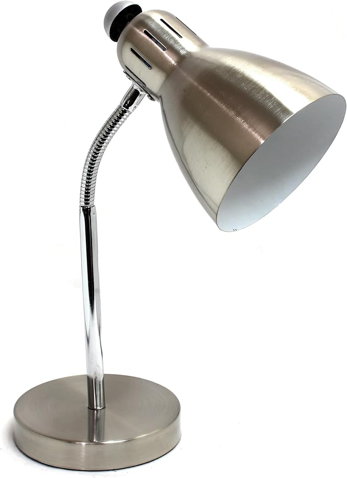 Simple Designs LD1037-BSN Semi Flexible Desk Lamp, Brushed Nickel - LeafyLoom