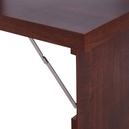 HOMCOM Compact Fold Out Wall Mounted Convertible Desk with Storage, Mahogany - LeafyLoom