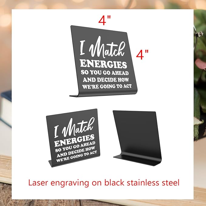 I Match Energies Office desk sign Appreciation Gifts for Leader Boss Mentor Teacher Boss Humor Leaving Card for Work Friend Farewell Gifts for Coworkers bookshelf Decor Desk (BACK) DKG29 - LeafyLoom