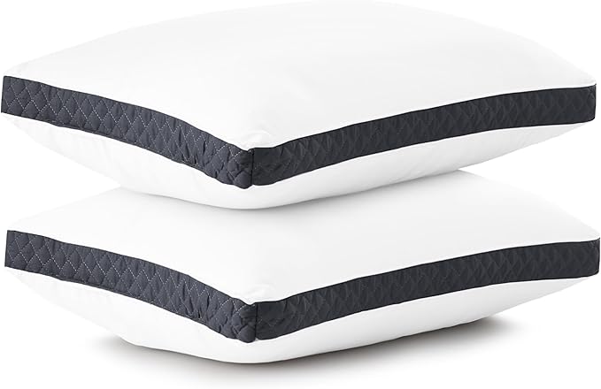 Lux Decor Collection Gusseted King Size Pillows Set of 2 - Comfortable Breathable Bed Pillows for Sleeping (Dark Grey) - LeafyLoom