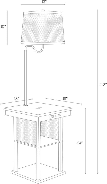 Brightech Madison w. Table & Lamp Combo, Desk Lamp with Wireless Charging Pad and USB Port, Bedside Reading Lamp, Nightstand Lamp with LED Bulb for Bedroom, Living Room, Office - Classic Black - LeafyLoom