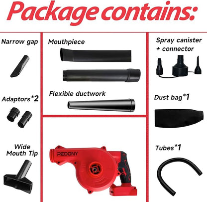 PEDONYMini Cordless Leaf Blower for Milwaukee 18V Battery, Vacuum150CFM Up to 120MPH, 2-in-1 Handle Electric Blower(Battery Not Included) - LeafyLoom