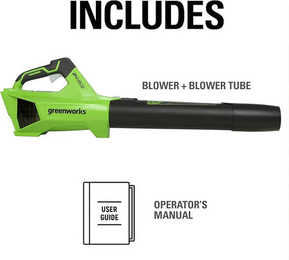 Greenworks 24V (110 MPH / 450 CFM / 125+ Compatible Tools) Cordless Brushless Axial Leaf Blower, Tool Only - LeafyLoom