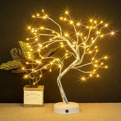 Lake Industries 20" LED Firefly Tree Lights | Bonsai - Bedroom, Desk Top, Table Lamp Decoration | USB/Battery Operated | Touch Switch | DIY Adjustable Branches | Home Party Holiday | Warm Lighting - LeafyLoom