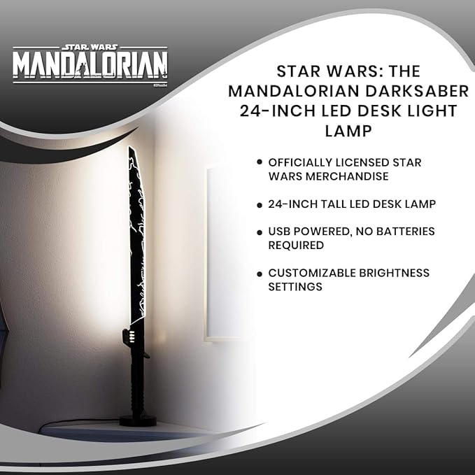 Star Wars The Mandalorian Darksaber 24-Inch LED Desk Light Lamp - LeafyLoom