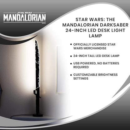 Star Wars The Mandalorian Darksaber 24-Inch LED Desk Light Lamp - LeafyLoom