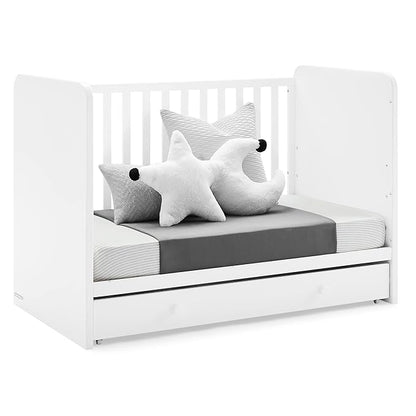 Delta Children babyGap Graham 4-in-1 Convertible Crib with Storage Drawer + Brannan Bear Bookcase with Bins + Brannan Bear Wall Shelf with 4 Hooks, Bianca White (Bundle) - LeafyLoom