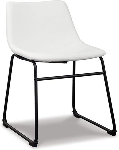 Signature Design by Ashley Centiar Urban Industrial Faux Leather 18.75" Bucket Dining Chair, 2 Count, White - LeafyLoom