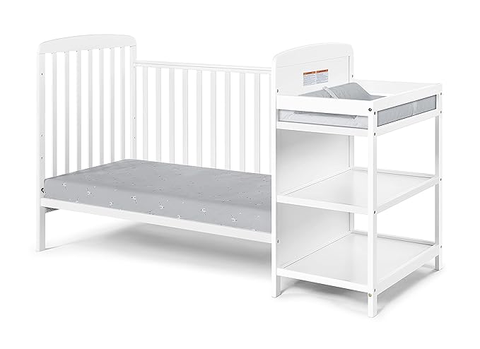 Suite Bebe Ramsey 3 in 1 Convertible Crib and Changer in White - LeafyLoom