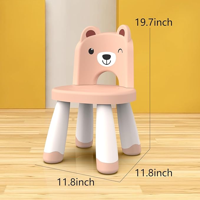 Kids Plastic Chair, Durable and Lightweight Kids Chair,11" H Seat, Indoor or Outdoor Use for Toddlers Boys Girls Birthday Gifts (Pink) - LeafyLoom