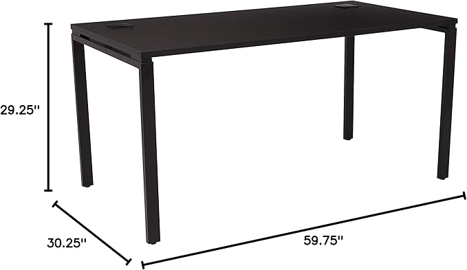 OSP Home Furnishings 60” Writing Desk with Black Laminate Top & Black Finish Metal Legs, 60 - LeafyLoom