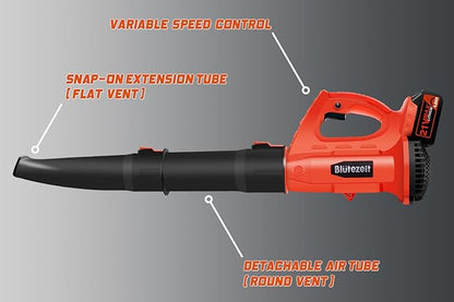 21V Cordless Leaf Blower, 350CFM 150MPH Electric Leaf Blower (4.0Ah Battery & Charger Included), 6 Variable Speeds, Lightweight for Lawn Care, Snow, Yard, Debris and Dust - LeafyLoom