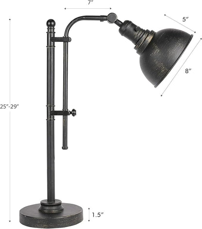 VONLUCE Rustic Desk Lamp Black Adjustable, Industrial Style Metal Task Lamp (25"-29"), Vintage Work Lamp, Farmhouse Reading Lamp in Aged Bronze Finish, ETL Certificate - LeafyLoom