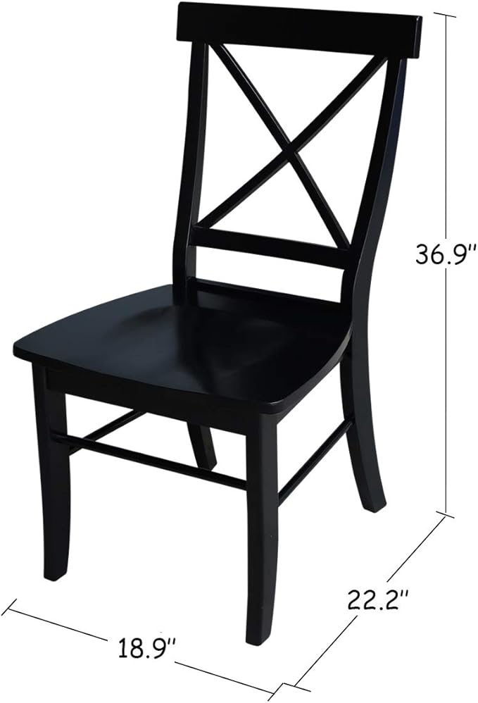 International Concepts Set of Two X-Back Dining Chair, Black - LeafyLoom