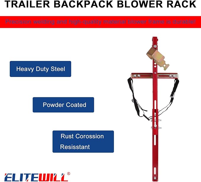 ELITEWILL Trailer Backpack Blower Holder Rack Compatible with Open and Enclosed Lawn Landscape Trailers Trucks - 1 Pack Backpack Blower - LeafyLoom