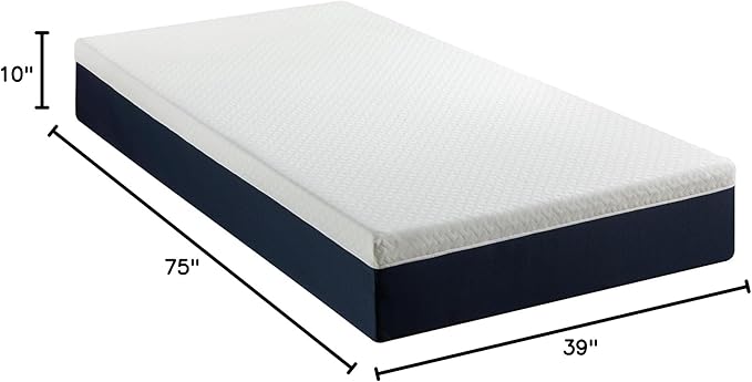 ZINUS 10 Inch Cooling Comfort Hybrid Mattress [New Version], Twin, Fiberglass free, Medium Firm Feel, Motion Isolation, Certified Safe Foams & Fabric, Mattress in A Box - LeafyLoom