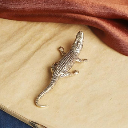 Vintage Solid Brass Crocodile Figurine - Exquisite Desk Decor for Collectors - Perfect Home or Office Accent(Crocodile) - LeafyLoom