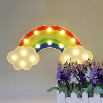 GUOCHENG Rainbow Marquee Night Light Battery Operated LED Night Table Lamps for Children Bedroom Nursery, Christmas Birthday Gifts for Kids - LeafyLoom