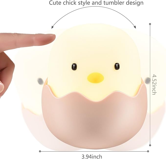 Kids Night Light, Cute Creative Egg Shell Baby Night Light with Touch Sensor, Nursery Night Lights, Kawaii Desk Accessories, Room Decor for Boys Girls Kids Gifts - LeafyLoom