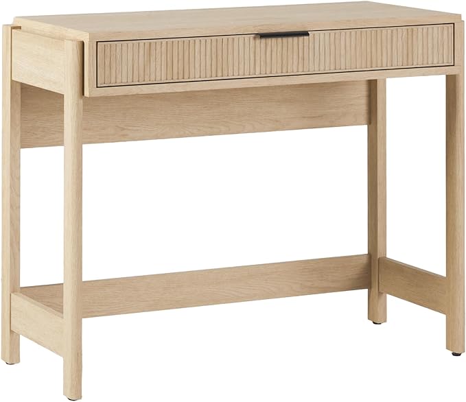 Walker Edison Office Writing and Computer Desk Spacious Desktop, Complementary in Living Spaces, 38 Inch, Reeded Coastal Oak - LeafyLoom