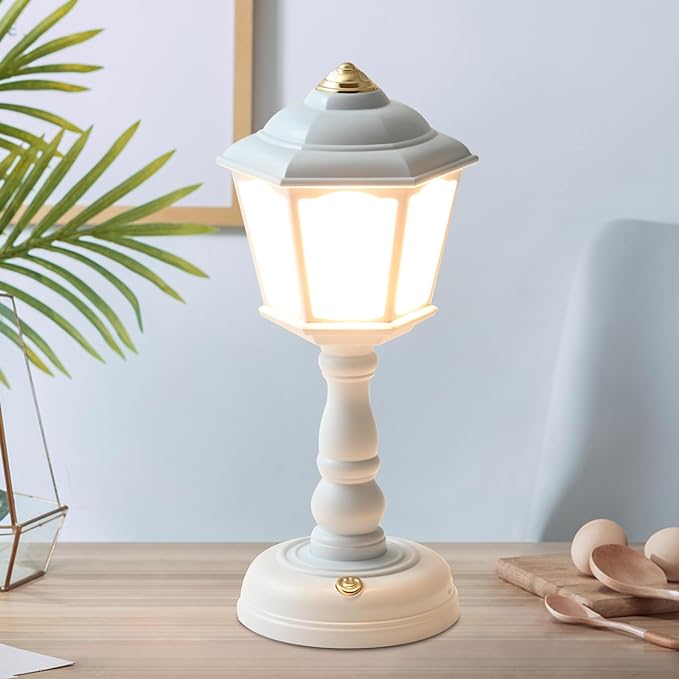 Mini Desk lamp Vintage, LED Desk Lamp Dimmable Table Lamp Reading Lamp with USB Charging Port, Sensitive Control, Eye-Caring Office Lamp,Very Beautiful Decorative Desk lamp (White) - LeafyLoom