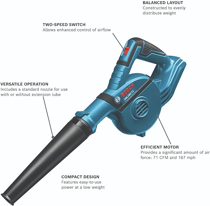 BOSCH GBL18V-71N 18V Cordless Compact Blower, 167 MPH (Bare Tool) - LeafyLoom