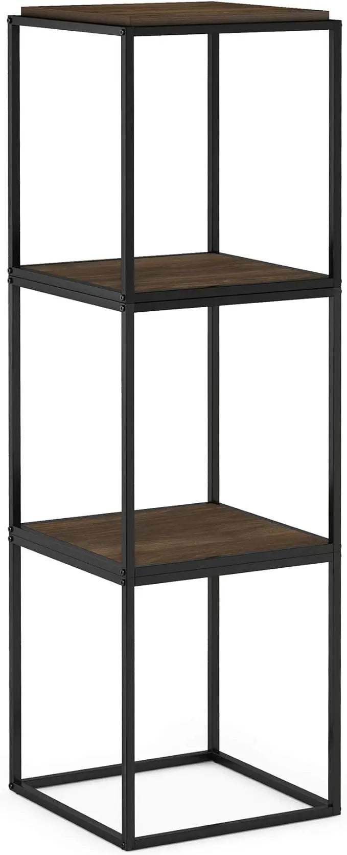 Furinno Moretti Cube Modern Stackable End Table Shelf, Columbia Walnut - LeafyLoom