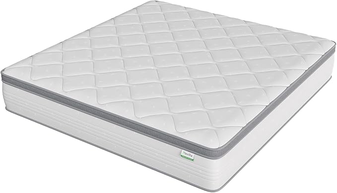 Novilla King Mattress, 12 Inch Hybrid Mattress King with comfort Foam, Innerspring Pillow Top King Mattress in a Box, King Size Mattress for Pressure & Pain Relief, Soft Feel but Supportive - LeafyLoom