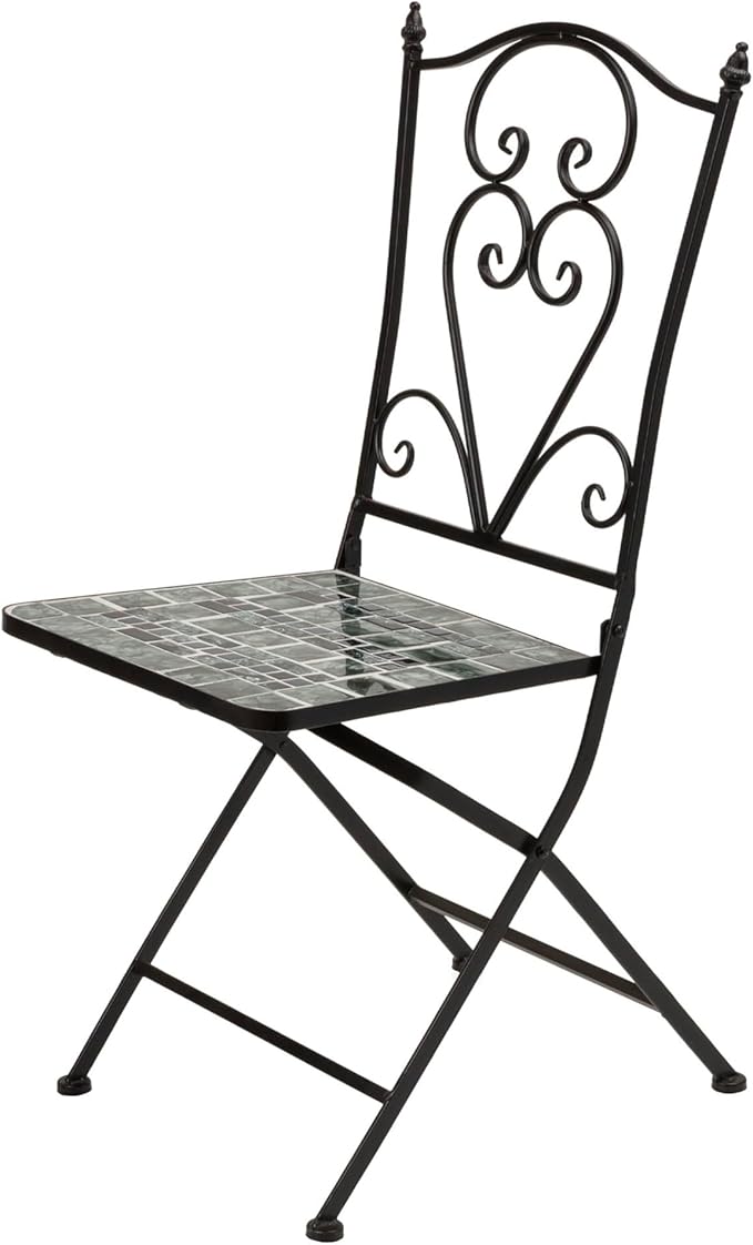 Alpine Corporation Alpine Marbled Glass Mosaic Bistro Set, Onesize, Black/Gray - LeafyLoom