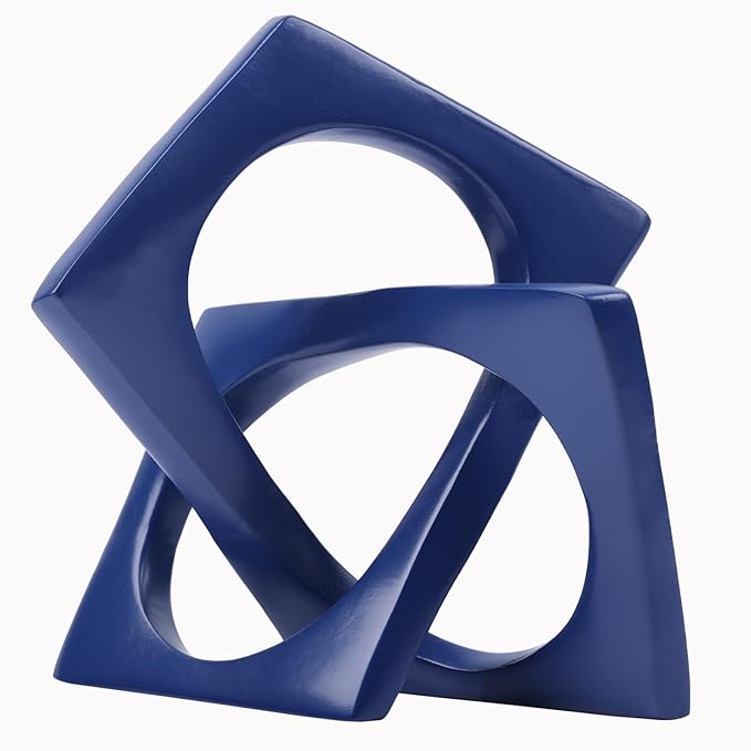 DOVDOV Geometric cube blue knot decorations, geometric sculptures, modern home decorations for home decor accents, dining tables, bookcases, consoles, entryway tabletop centrepieces - LeafyLoom