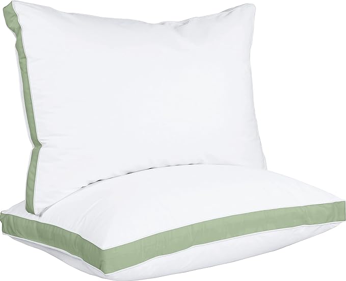 Utopia Bedding Bed Pillows for Sleeping Queen Size (Sage), Set of 2, Cooling Hotel Quality, Gusseted Pillow for Back, Stomach or Side Sleepers - LeafyLoom