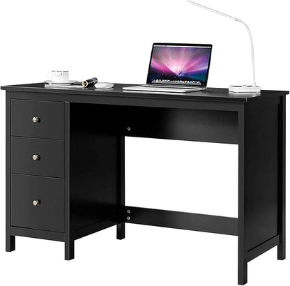 3-Drawer Computer Desk, Black - LeafyLoom