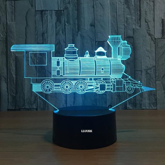 3D Night Light Trains Toy LED Lamp Decor 7 Colors Change Touch Locomotive Engine Desk Lamp Table Light with USB Cable for Room Decor, Best Birthday Gift Christmas Gift for Kids or Adult - LeafyLoom