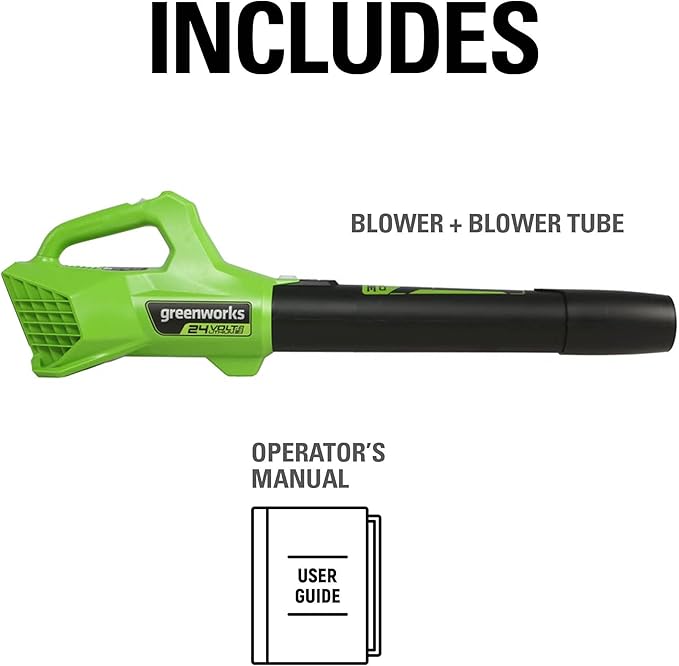 Greenworks 24V (90 MPH / 320 CFM / 125+ Compatible Tools) Cordless Axial Leaf Blower, Tool Only - LeafyLoom