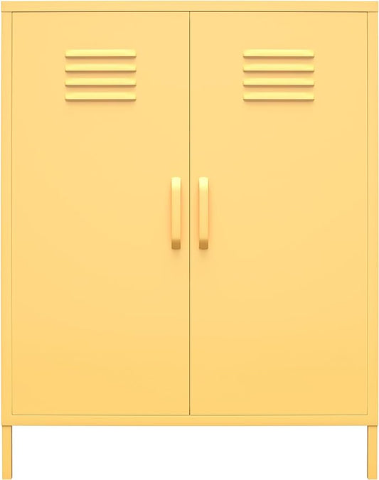 Novogratz Cache 2 Door Metal Locker Storage, Yellow Cabinet - LeafyLoom