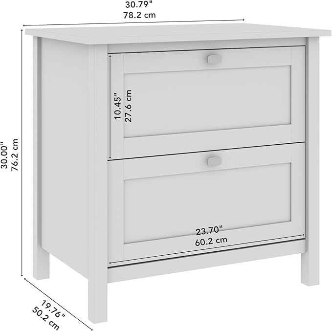 Bush Furniture Broadview 2 Drawer Lateral File Cabinet in Pure White - LeafyLoom