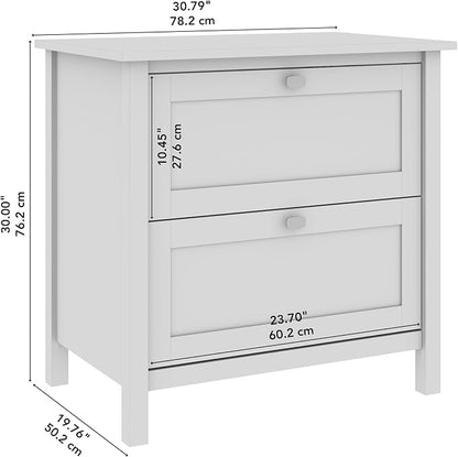 Bush Furniture Broadview 2 Drawer Lateral File Cabinet in Pure White - LeafyLoom