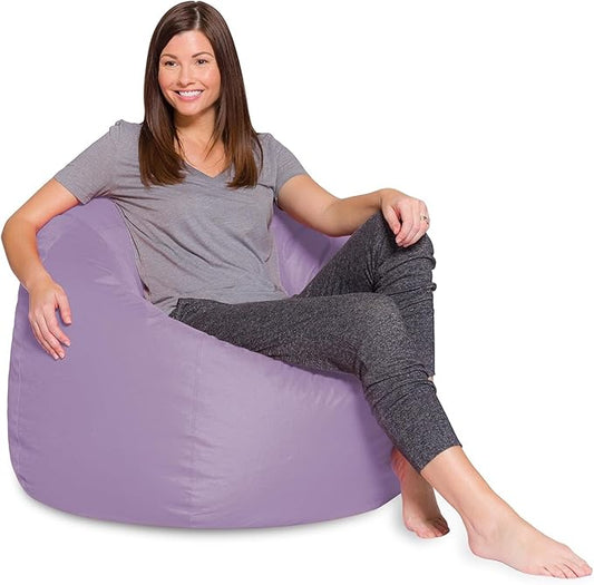 Posh Creations Bean Bag Chair for Kids, Teens, and Adults Includes Removable and Machine Washable Cover, Heather Lavender, 48in - X-Large - LeafyLoom