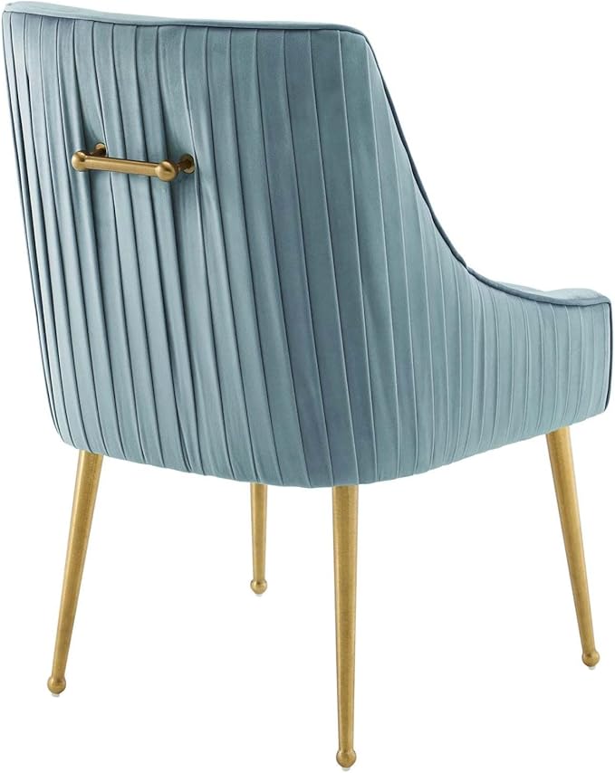 Modway Discern Pleated Back Upholstered Performance Velvet Dining Chair Set of 2, Light Blue - LeafyLoom