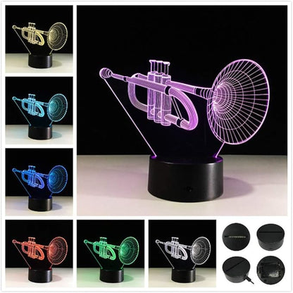 Trumpet Shape 3D Optical Illusion Lamp 7 Colors Change Timing Remote Control and Touch Button LED Table Desk Lamp for Home Bedroom Decoration - LeafyLoom